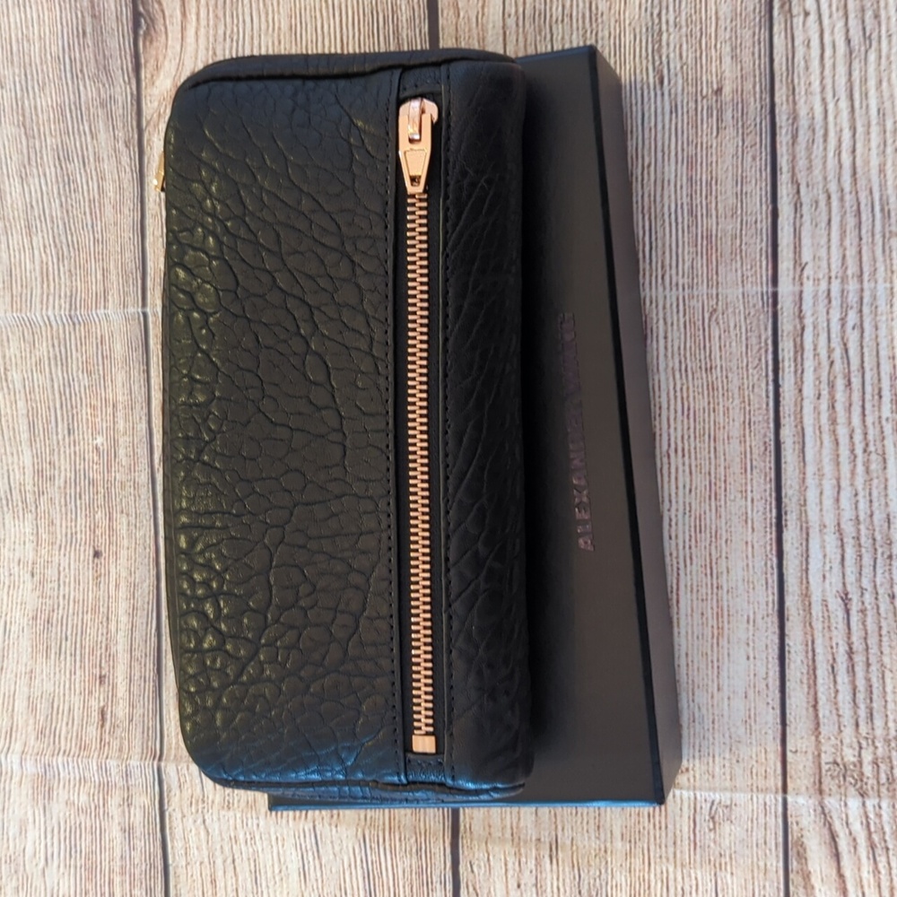Alexander Wang Black Fumo Continental Wallet Pebbled Black leather Rose Gold - Picture 9 of 10